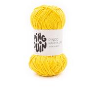 Pingüino Pingo Raphia Like - Ovillo de lana para ganchillo y tejer - 100% poliéster - Aguja nº 6 - Color amarillo