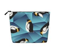 Pingüino polígono Abstracto,Neceser de Maquillaje de imitación Lino, Neceser de Viaje portátil