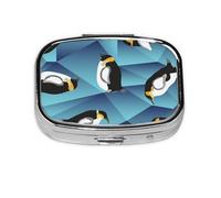Pingüino polígono abstracto, pastillero con 2 compartimentos, organizador portátil