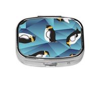 Pingüino polígono abstracto, Pastillero cuadrado para bolsillo o monedero, pequeño contenedor de pastillas, organizador de pastillas de viaje
