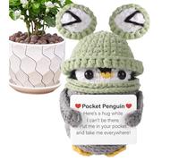 Pingüino Positivo Crochet,Muñecas Decorativas Inspiradoras de 10 cm,Animal de Ganchillo Motivacional - Para Navidad Niños Adolescentes Colegas Empleados Amantes De Manualidades Escritorio Estante