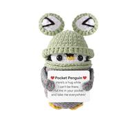 Pingüino Positivo de Punto,pingüino Positivo de Ganchillo | Pingüino de recolección de energía con Tarjeta de Aliento - Muñeca de Sombrero, Juguete pequeño y Lindo para animar a los Amigos de
