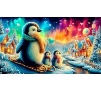 Pingüino Puzzle para Adultos 1000 Piezas Papel Reciclado Juego Familiar Divertido & desafiante Juego Educativo relajación 38x52cm/1000pcs