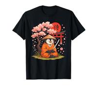 Pingüino Samurai Guerrero Japonés Tradición Ukiyo-E Cultura Camiseta