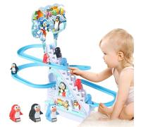 Pingüino Scalat para escaleras de juguete, juguete de pista para animales con tobogán | Slide Playset, Animal Motion Discovery DIY -te Playful Coaster Playset, juguetes para las montañas