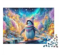 Pingüino Snowboard en el País de Las Maravillas de Invierno Puzzle De 1000 Piezas Lindo pingüino Cartón Reciclado, Excelente Regalo para Todas Las Edades 38x26cm/1000pcs