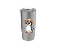 Pingüino Verano Ilustración Dulce Vaso térmico de acero inoxidable de doble pared