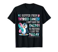 PINGÜINO viste azul turquesa y rosa para el cáncer de tiroides «I Like You Today» Camiseta