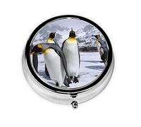 Pingüinos de animales del Ártico, pastillero, pastillero cuadrado para bolsillo o monedero, pastillero pequeño, organizador de pastillas de viaje