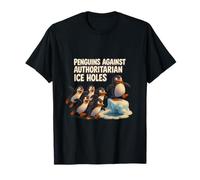 Pingüinos divertidos contra agujeros de hielo autoritarios sarcásticos Camiseta