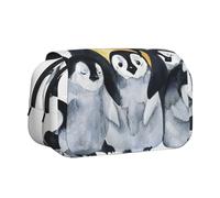 Pingüinos Emperador con niños en la Nieve Estuche para lápices portátil con Doble Concha y Cremallera