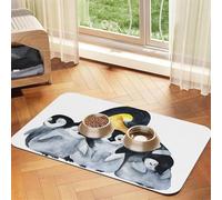 Pingüinos Emperador con niños en la Nieve,Tapete para Comida de Mascotas, manteles Individuales de Cuero sintético para Gatos y Perros,40x60cm