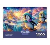 Pingüinos en Trineo en el País de Las Maravillas de Invierno Puzzle De 1000 Piezas Lindo pingüino Cartón Reciclado Premium, Regalo para Todas Las Edades 52x38cm/1000pcs