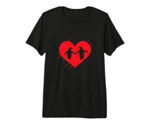 Pingüinos Enamorados Camiseta Premium
