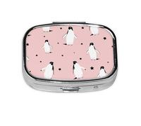 Pingüinos Estrellas Ave Marina, Pastillero cuadrado para bolsillo o monedero, pequeño contenedor de pastillas, organizador de pastillas de viaje