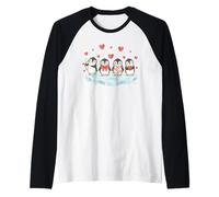 Pingüinos Lindos con Corazones pingüino del día de San Valentín Camiseta Manga Raglan