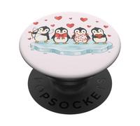 Pingüinos Lindos con Corazones pingüino del día de San Valentín PopSockets PopGrip Adhesivo