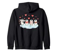 Pingüinos Lindos con Corazones pingüino del día de San Valentín Sudadera con Capucha