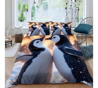 Pingüinos Nieve Funda De Edredón 3 Piezas con Impresión En 3D Aesthetic Polar Creatures con 2 Fundas De Almohada King（220x240cm） Microfibra Juego De Cama para