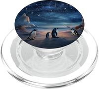 Pingüinos Noche En La Playa Bajo Cielo Estrellado PopSockets PopGrip para MagSafe