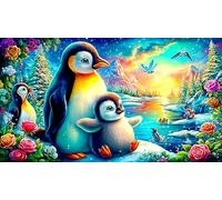 pingüinos Puzzle de 1000 Piezas para la Familia Juegos estimulantes y mentales Decoración 75x50cm/1000pcs