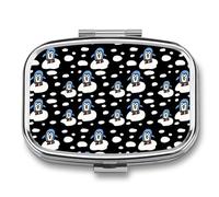 Pinguin on The Ice - Pastillero portátil para organizar pastillas de viaje, pastilleros para bolsillo