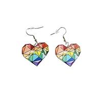 Pingyongchang Pendientes acrílicos de arco iris, aretes de malla arcoíris, aretes de gota de malla de arcoíris, aretes de relámpago de mariposa, aretes de amor gana coloridos para mujer, Metal Acrílico, Aleación.