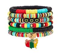 Pingyongchang Pulseras del mes de la historia negra africana para mujeres y hombres, mapa de África, cuentas de arcilla, apilables, elásticas, regalos de joyería, Pequeño, Zinc, Sin piedra preciosa