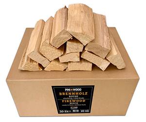 PINI Barbacoa de madera de haya sin corteza, 20 kg, 30-33 cm, para horno de pizza, barbacoa, ahumador, chimenea, brasero