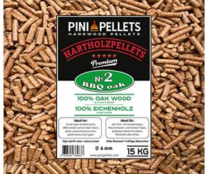 PINI Grillpellets 15 kg - Pellets de madera 100% roble No2 para asar, ahumar, también para hornos de Pizza operados con pellets