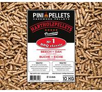 PINI Pellets de Madera Dura №1 BBQ Classic 10 Kg Gránulos de Parrilla para Asar, Fumar, también para hornos de Pizza operados con pellets