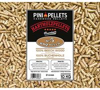 PINI Pellets de Madera Dura 100% Haya № 5 BBQ Haya 10 Kg Gránulos de Parrilla para Asar, Fumar, también para hornos de Pizza operados con pellets
