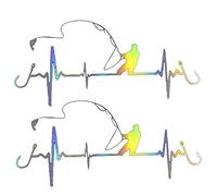 PiniceCore 2 Unids Etiqueta Engomada del Coche del Corazón del Latido Pesca del Coches Pesca Divertida Adhesiva Decorativa Divertida Calcomanía Motocicleta Coche Estilo Coche 17 * 8 Cm