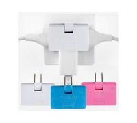 (Pink) 3 Way Rotating Power Plug Adapter with Swivel Design for Travel Use