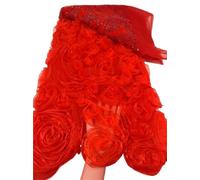 Pink 3D Big Flower Lace Fabric Embroidery Mesh Sequins Beads For Women Party Dress(Color6)