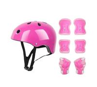 (pink) 7 Pcs Kids Protective Gear Set Roller Skate Helmet Elbow Wrist Knee Pad For Skateboard Cycling Skating Scooter