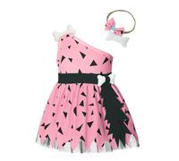 (Pink,70)Vestido de malla sin mangas The Croods con banda para el cabello Disfraz de disfraces Fiesta de Halloween