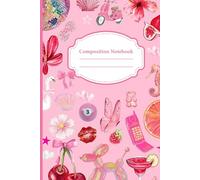 Pink Aesthetic Fun Composition Notebook: Trendy Cute with Retro Vibes, Girly Icons, and Colorful Pink Design - 100 Lined Pages, 6x9 Inch