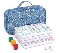 Pink American Mahjong Set 166 Mahjong Tiles 3.6 cm American Mahjong Game Set con estampado azul y bolsa de transporte de flores Qulity