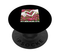 Pink and Green Out Here Being Cute v2 Gráfico verde y rosa PopSockets PopGrip Adhesivo