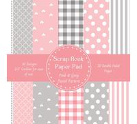 Pink and Grey Gingham Spots Stripes Scrapbook Paper Pad Decorative Patterned 8" x 8" with Cut Line for Ease of Use: Cardmaking Junk Journal Decoupage ... Art Collage 10 designs 20 double sided pages.