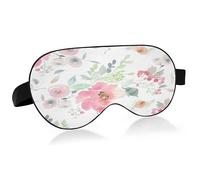 Pink and Plain Flowers Sleep Mask Lightweight Soft Breathable Eye Mask with Adjustable Strap Blackout Eye Mask for Women Men for Travel Night Sleeping