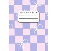Pink and Purple checkered with white bows composition notebook for students