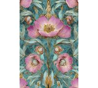 Pink and Teal Floral Art Nouveau Notebook: 120 lined pages in this 6x9 notebook featuring a beautiful art nouveau design