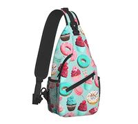 Pink and Teal Sweets Donuts Sling Bag para Mujeres Hombres, Crossbody Shoulder Bags Casual Sling Backpack Chest Bag Travel Senderismo Mochila para Exteriores