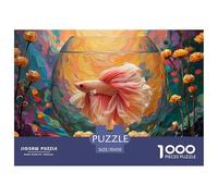 Pink and White Betta Fish 1000 Pcs Cartón Rompecabezas Siamese Fighting Fish Imposible, Difícil Juego Creativo Puzzle para Niños Pequeños 70x50cm/1000pcs