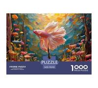 Pink and White Betta Fish 1000 Pcs Papel Ecológico Rompecabezas Siamese Fighting Fish Imposible, Difícil Juego Familiar Puzzle para Niños Pequeños 70x50cm/1000pcs