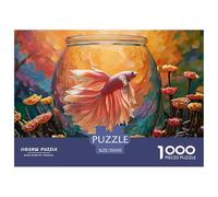 Pink and White Betta Fish 1000 Piezas Cartón Rompecabezas Siamese Fighting Fish Liberador De Estrés Juego Familiar Puzzle para Adultos Y Niños 70x50cm/1000pcs