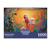 Pink and White Betta Fish 1000 Piezas Papel Ecológico Rompecabezas Siamese Fighting Fish Imágenes Vibrantes Juego Familiar Puzzle Juego De Desafío Difícil 38x26cm/1000pcs