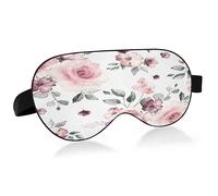 Pink and White Flowers Sleep Mask Lightweight Soft Breathable Eye Mask with Adjustable Strap Blackout Eye Mask for Women Men for Travel Night Sleeping